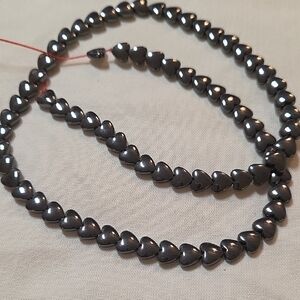 Heart-Shaped Hematite Stone Beads 15" Strand